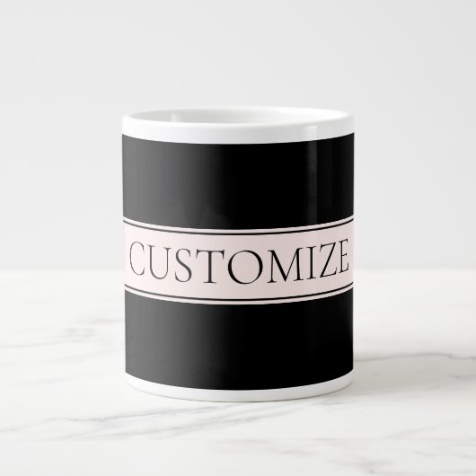 Grande Tasse Clair rose pâle Bleu Bande et Élégant Texte modifi (Devant)