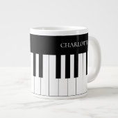 Grande Tasse Clavier de piano noir et blanc simple et élégant (Devant droit)