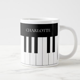 Grande Tasse Clavier de piano noir et blanc simple et élégant