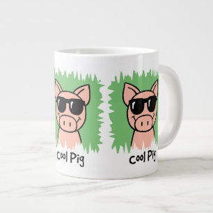 Grande Tasse Clip de dessin animé Pig Cool avec lunettes de sol