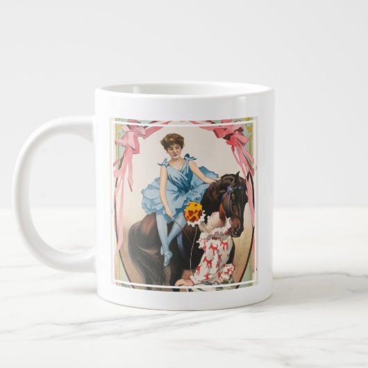 Grande Tasse Clown Distribuant Des Fleurs À Une Femme À Cheval (Gauche)
