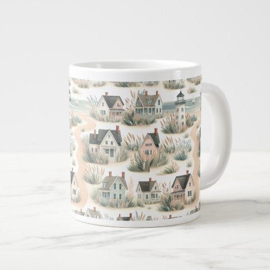 Grande Tasse Coastal Cottage Lighthouse Pattern (Devant droit)