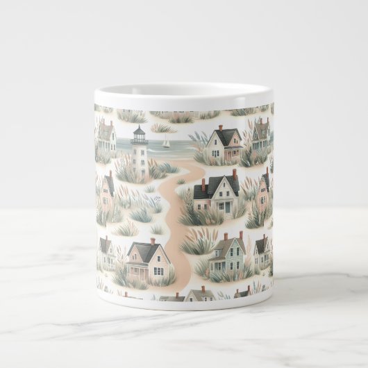 Grande Tasse Coastal Cottage Lighthouse Pattern (Devant)