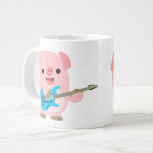 Grande Tasse Cochon de lait de cochon de caricature mignon Rock