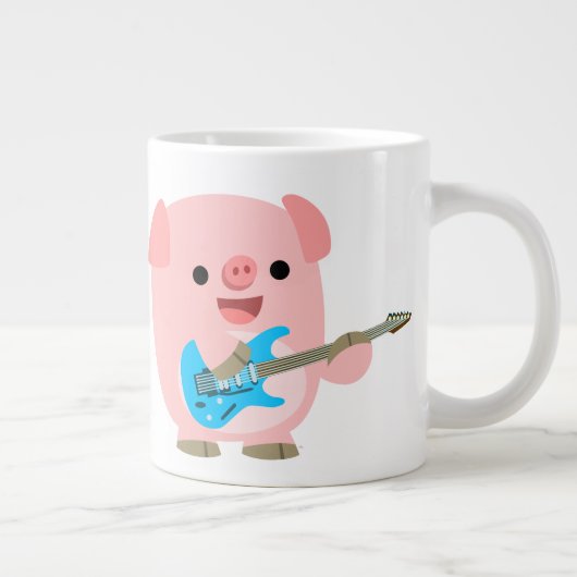 Grande Tasse Cochon de lait de cochon de caricature mignon Rock (Droite)