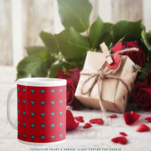 Grande Tasse Coeur et flèche turquoise