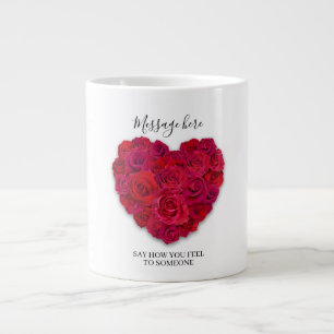 Grande Tasse Cœur Floral Romantique Rose Rouge Texte Personnali