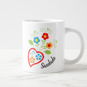 Grande Tasse Coeur populaire portugais avec mot saudade