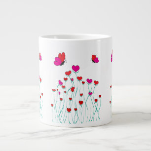 Grande Tasse Coeurs et papillons Valentine Love