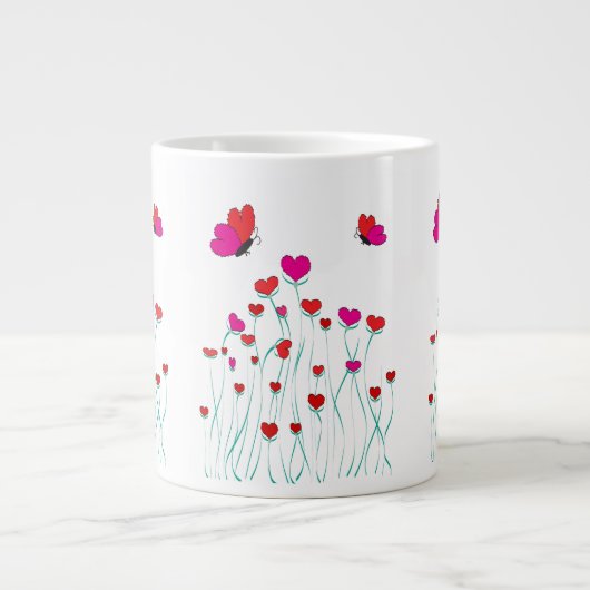 Grande Tasse Coeurs et papillons Valentine Love (Devant)