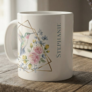 Grande Tasse Colibri Aquarelle Florale