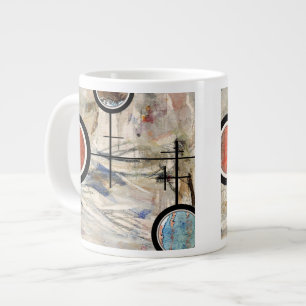 Grande Tasse Collage d'art abstrait, milieux mixtes et aquarell