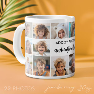 Grande Tasse Collage de 22 photos - Grille minimale avec texte