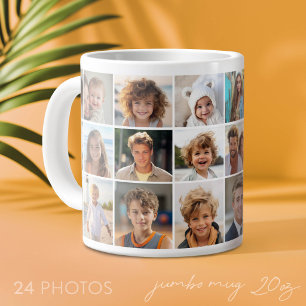 Grande Tasse Collage de 24 photos - Grille minimale blanche