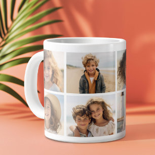 Grande Tasse Collage de grille de 8 photos minimal moderne - Bl