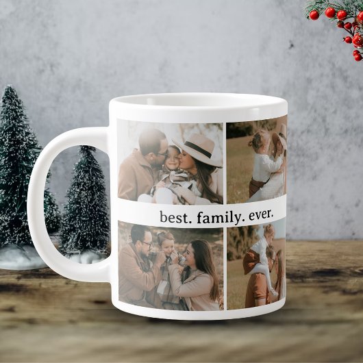 Grande Tasse Collage de photos de famille - 8 photos Texte pers