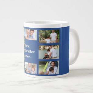 Grande Tasse Collage de photos Meilleur Frère Jamais Bleu et Bl