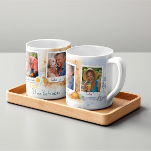 Grande Tasse Collage de photos personnalisé de grand-mère aquar