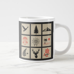 Grande Tasse Collage des timbres de nature