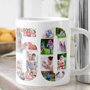 Grande Tasse Collage Photo Numéro 50 - 50e Anniversaire