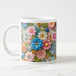 Grande Tasse Coloré Pastel Printemps 3D Felt Floral Art