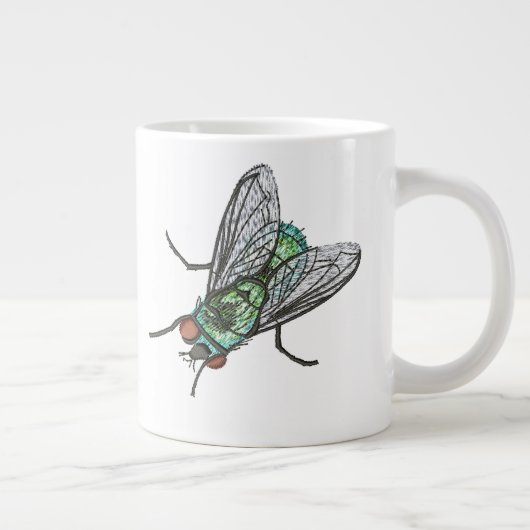 Grande Tasse Conception de broderie de machine de mouche verte (Droite)