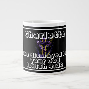 Grande Tasse Conception de croix de nom personnalisé noir et bl