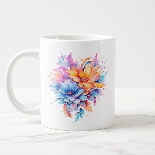 Grande Tasse Conception de fleurs florales aquarelle-24683 (Gauche)