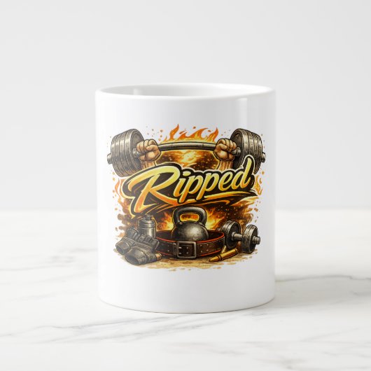 Grande Tasse Conception de forme physique de gym déchiré (Devant)