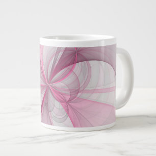 Grande Tasse Conception de fractale grise rose clair abstraite