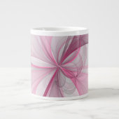 Grande Tasse Conception de fractale grise rose clair abstraite (Devant)