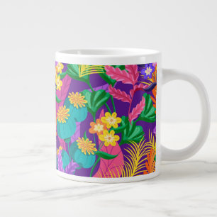 Grande Tasse Conception de motif floral exotique coloré