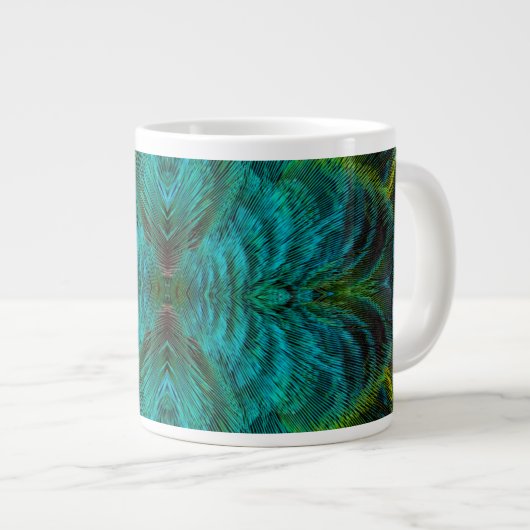 Grande Tasse Conception de plume de kaléidoscope (Devant droit)