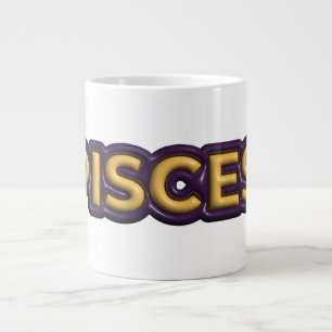 Grande Tasse Conception de texte du signe du zodiaque Poissons