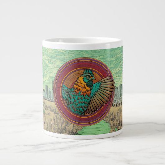 Grande Tasse conception d'emblème de poulet (Devant)