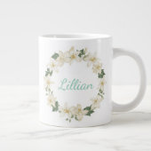 Grande Tasse Conception élégante de lys botanique à monogramme (Droite)