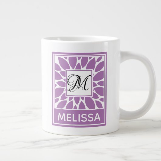 Grande Tasse Conception modifiable Monogramme contemporain et n (Droite)