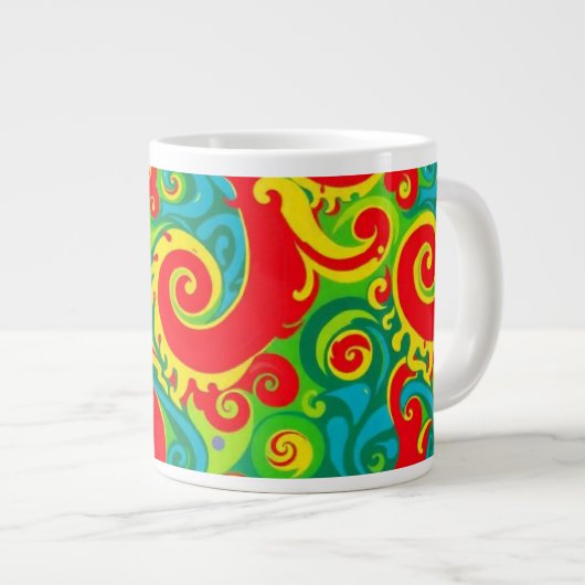 Grande Tasse Conception psychédélique colorée (Devant droit)