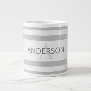 Grande Tasse Contemporain Faux Argent Ombre Rayures & Gris