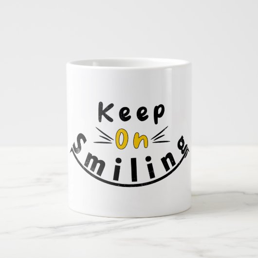 Grande Tasse Continuez à sourire avec le logo heureux (Devant)