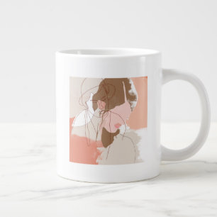 Grande Tasse Contour peint Portrait féminin