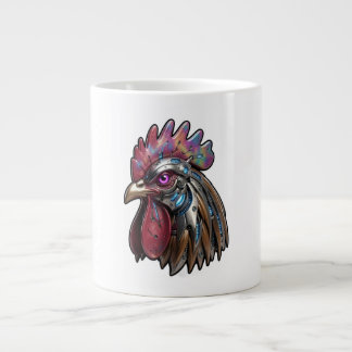 Grande Tasse Coq Cyberpunk Art mécanique iridescent