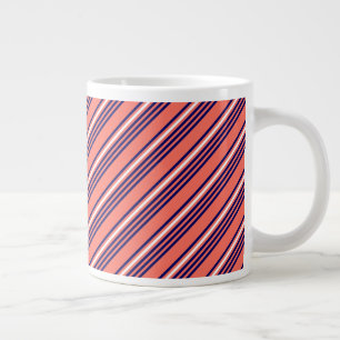 Grande Tasse Corail, bleu marine et blanc cinq bandes motif