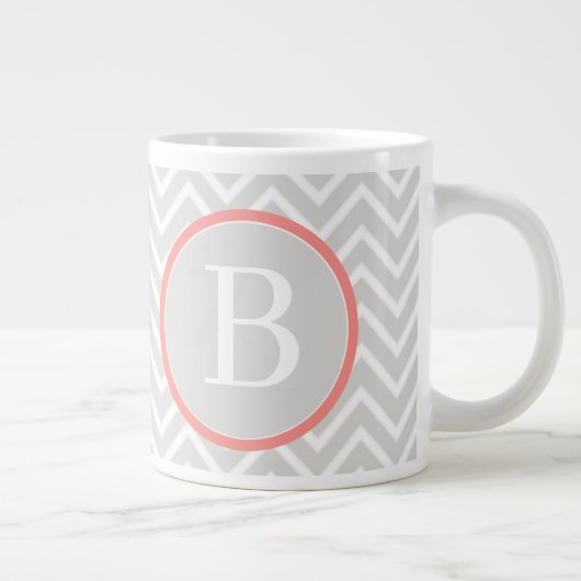 Grande Tasse Coral Chevron Monogramme (Droite)