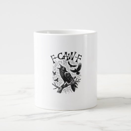 Grande Tasse Corbeau Rétro Drôle F-Caw-F (Devant)