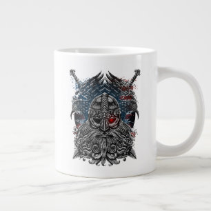 Grande Tasse Corbeaux et épées d'Odin Mythologie Viking drapeau