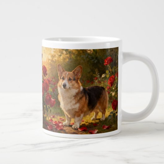 Grande Tasse Corgi dans les Roses V (Droite)