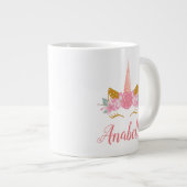Grande Tasse Corne de licorne rose blanche (Devant droit)