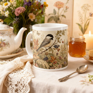 Grande Tasse Cottagecore vintage de mésange boisée