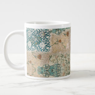 Grande Tasse Cottagecore William Morris Turquoise Coral Floral 